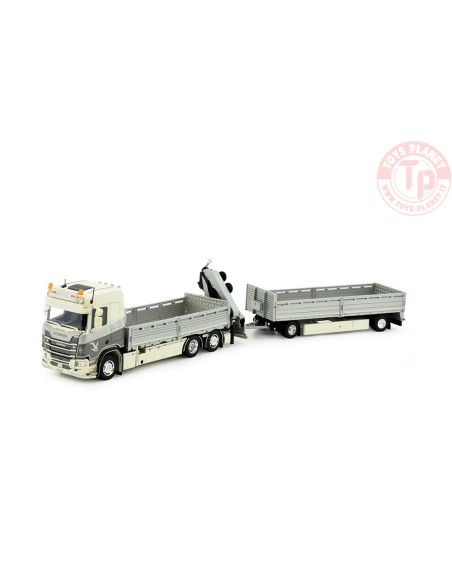 Scania Next Gen R650-V8 motorwagen aanhanger met openbak en kraan Vogel Kran Transporte TEKNO 83196 TEKNO