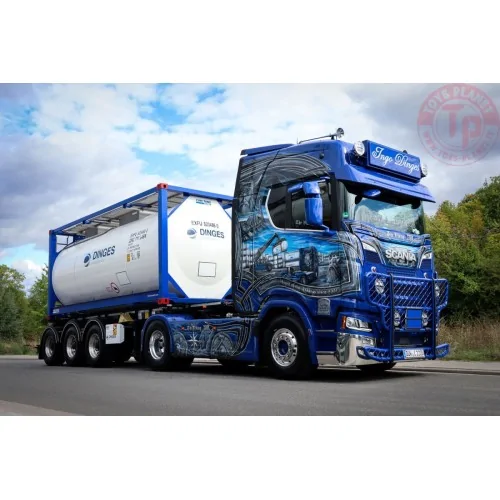 SCANIA S HIGHLINE CS20H 4X2 CONTAINER TRAILER FOR SWOPBODY - 3 AXLE + 20FT TANK CONTAINER - INGO DINGES WSI 01-4000 WSI MODELS