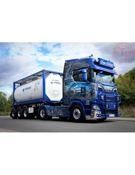 SCANIA S HIGHLINE CS20H 4X2 CONTAINER TRAILER FOR SWOPBODY - 3 AXLE + 20FT TANK CONTAINER - INGO DINGES WSI 01-4000 WSI MODELS SCANIA S HIGHLINE CS20H 4X2 CONTAINER TRAILER FOR SWOPBODY - 3 AXLE + 20FT TANK CONTAINER - INGO DINGES WSI 01-4000 WSI MODELS