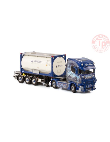 SCANIA S HIGHLINE CS20H 4X2 CONTAINER TRAILER FOR SWOPBODY - 3 AXLE + 20FT TANK CONTAINER - INGO DINGES WSI 01-4000 WSI MODELS SCANIA S HIGHLINE CS20H 4X2 CONTAINER TRAILER FOR SWOPBODY - 3 AXLE + 20FT TANK CONTAINER - INGO DINGES WSI 01-4000 WSI MODELS