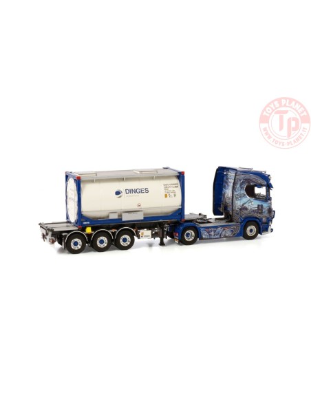 SCANIA S HIGHLINE CS20H 4X2 CONTAINER TRAILER FOR SWOPBODY - 3 AXLE + 20FT TANK CONTAINER - INGO DINGES WSI 01-4000 WSI MODELS SCANIA S HIGHLINE CS20H 4X2 CONTAINER TRAILER FOR SWOPBODY - 3 AXLE + 20FT TANK CONTAINER - INGO DINGES WSI 01-4000 WSI MODELS