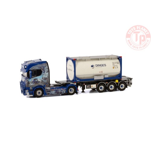 SCANIA S HIGHLINE CS20H 4X2 CONTAINER TRAILER FOR SWOPBODY - 3 AXLE + 20FT TANK CONTAINER - INGO DINGES WSI 01-4000 WSI MODELS