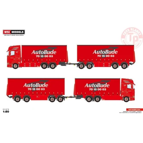 SCANIA S HIGHLINE CS20H 6X2 TAG AXLE RIGED TRUCK DRAWBAR CURTAINSIDE COMBI - 7 AXLE AUTOBUDE WSI 01-3820 WSI MODELS