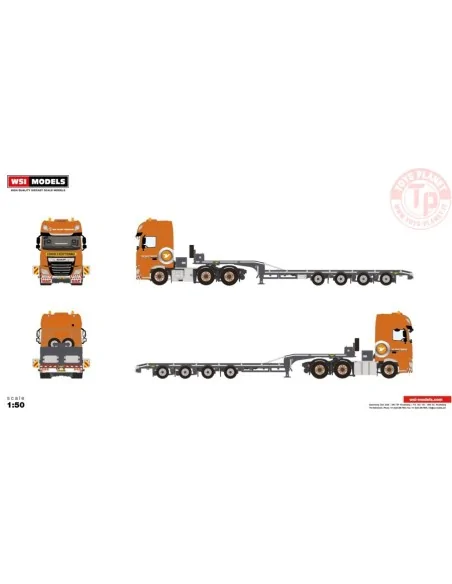DAF XF MY2017 6X2 TWINSTEER SEMI LOW LOADER - 4 AXLE V.d. Vlist Twente WSI 01-3626 WSI MODELS