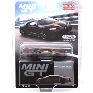 BUGATTI CHIRON SUPER SPORT 300+-WORLD RECORD-CARBON VIPER GREY/ORANGE 1/64 MGT00409-MJ MINI GT