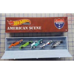 AMERICAN SCENE CAR CULTURE-MIX 5 CAR-CONTAINER PACKAGING 1/64 HOT WHEELS HFF44 HOT WHEELS