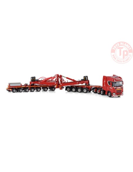 SCANIA S HIGHLINE CS20H 8X4 WIND MILL TRAILER WITH 4 AXLE DOLLY - 7 AXLE - NOOTEBOOM RED LINE WSI 5985444 WSI MODELS SCANIA S HIGHLINE CS20H 8X4 WIND MILL TRAILER WITH 4 AXLE DOLLY - 7 AXLE - NOOTEBOOM RED LINE WSI 5985444 WSI MODELS