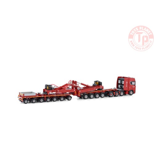 SCANIA S HIGHLINE CS20H 8X4 WIND MILL TRAILER WITH 4 AXLE DOLLY - 7 AXLE - NOOTEBOOM RED LINE WSI 5985444 WSI MODELS
