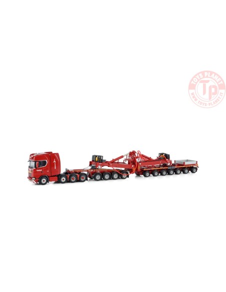SCANIA S HIGHLINE CS20H 8X4 WIND MILL TRAILER WITH 4 AXLE DOLLY - 7 AXLE - NOOTEBOOM RED LINE WSI 5985444 WSI MODELS