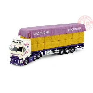 Renault T High con rimorchio a 3 assi con carico di fieno e telone Macritchie TEKNO 82954 TEKNO