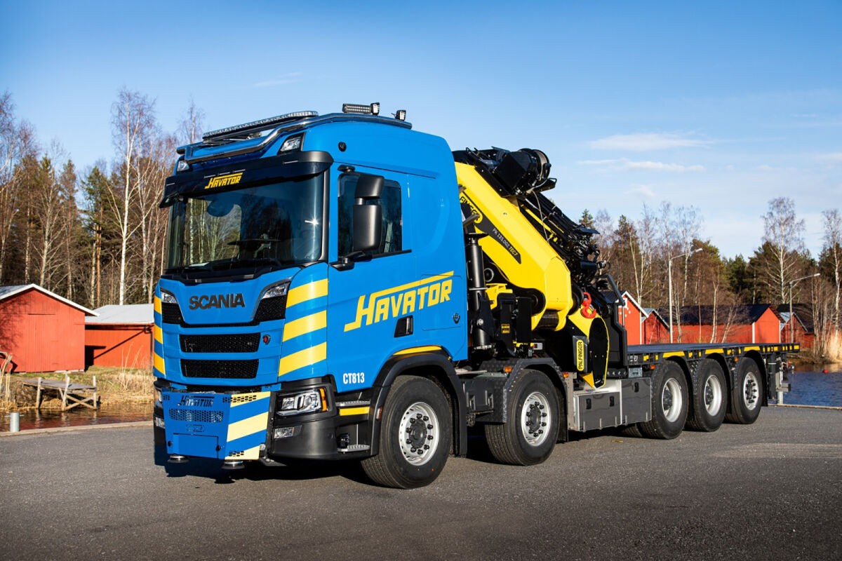 Havator Scania R Normal CR20N 10x4 フラットベッド+Palfinger PK135.002 WSI 1/50 Pk Tec Palfinger Pk Tec WSI 01-4385 SCANIA R HIGHLINE CR20H 8X4