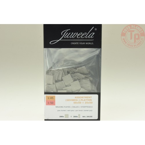Assortimento di pannelli per pavimentazione grigio scuro (280 x interi, 260 x metà) 1:48/1:50 JUWEELA 24155 JUWEELA