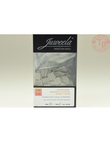 Assortimento di pannelli per pavimentazione grigio scuro (280 x interi, 260 x metà) 1:48/1:50 JUWEELA 24155 JUWEELA