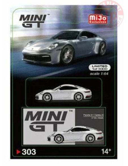 PORSCHE 911 CARRERA 4S GT-SILVER METALLIC 1/64 MGT00303-MJ Mini Gt