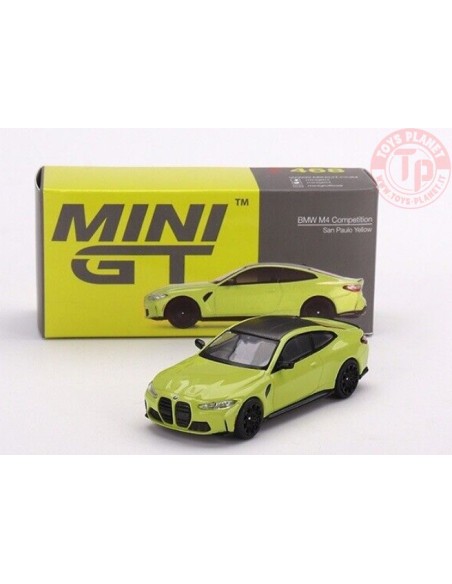 BMW M4 COMPETICION G82-SAN PAULO YELLOW-BLACK ROOF 1/64 MGT00468-R Mini Gt