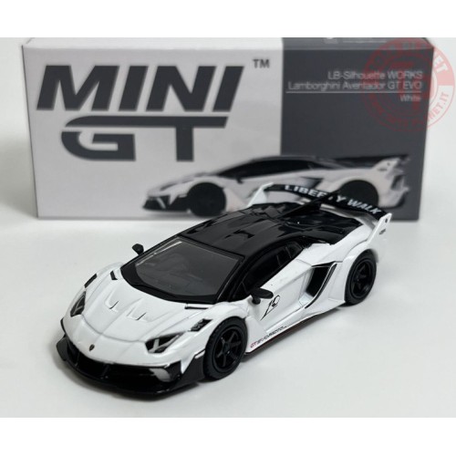 LB SILHOUETTE WORKS LAMBORGHINI AVENTADOR GT EVO-WHITE 1/64 MGT00467-R Mini Gt
