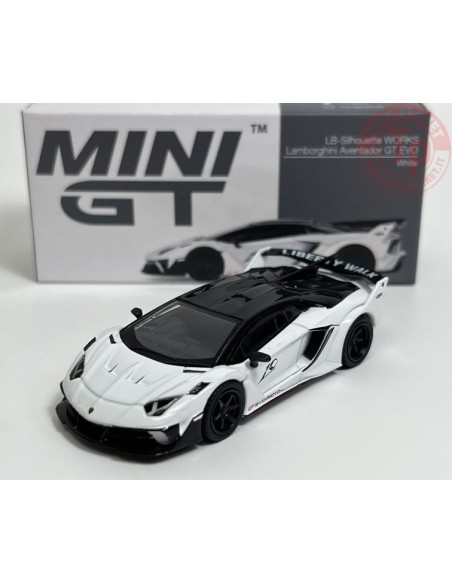 LB SILHOUETTE WORKS LAMBORGHINI AVENTADOR GT EVO-WHITE 1/64 MGT00467-R Mini Gt