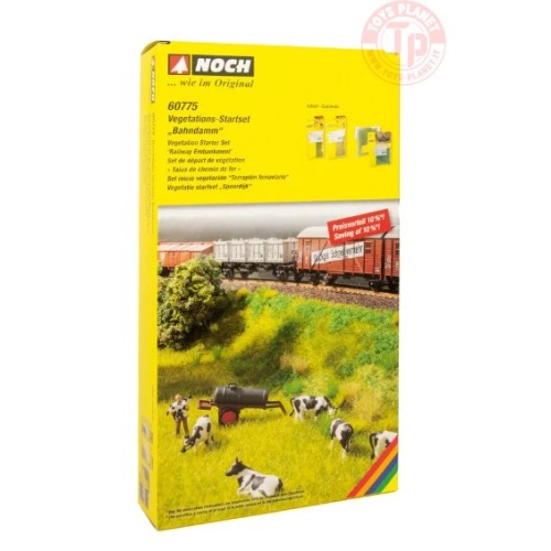 SET INIZIALE VEGETAZIONE ARGINE FERROVIARIO-4 PEZZI NOCH 60775 MATERIALE DIORAMI