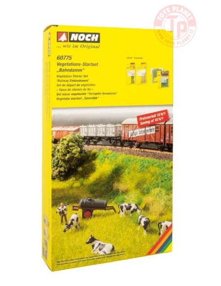 SET INIZIALE VEGETAZIONE ARGINE FERROVIARIO-4 PEZZI NOCH 60775 MATERIALE DIORAMI