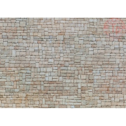 FOGLIO 3D DI CARTONE CON MURO DI PIETRA CALCAREA BEIGE-250X125X0,5 MM NOCH 56642 MATERIALE DIORAMI
