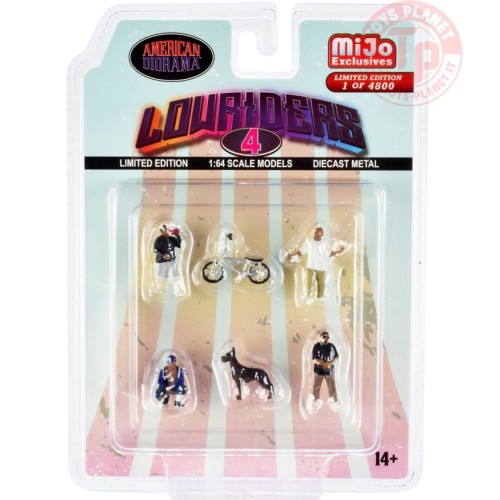 LOWRIDER 4 FIGURE SET 1/64 AD-76506MJ AMERICAN DIORAMA