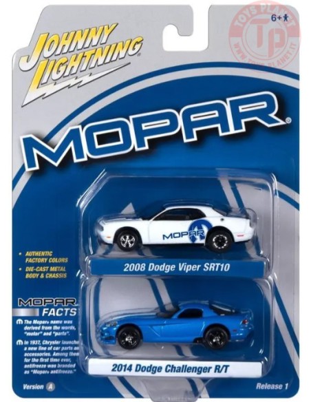 2014 DODGE CHALLENGER R/T-2008 DODGE VIPER SRT10 1/64 JLSP319A JOHNNY LIGHTNING 1:64