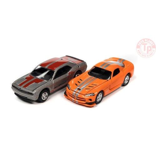 2014 DODGE CHALLENGER R/T-2008 DODGE VIPER SRT10 1/64 JLSP319B JOHNNY LIGHTNING 1:64