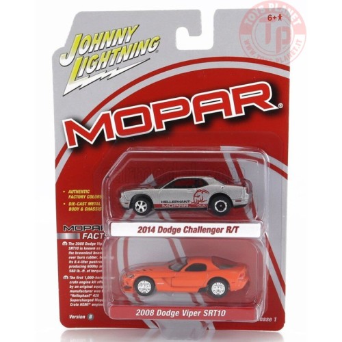 2014 DODGE CHALLENGER R/T-2008 DODGE VIPER SRT10 1/64 JLSP319B JOHNNY LIGHTNING 1:64