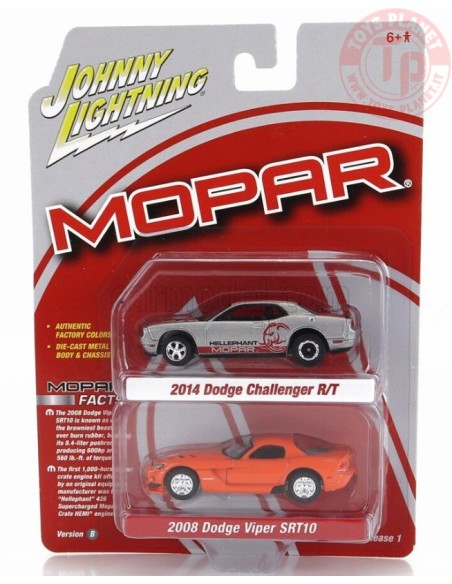 2014 DODGE CHALLENGER R/T-2008 DODGE VIPER SRT10 1/64 JLSP319B JOHNNY LIGHTNING 1:64