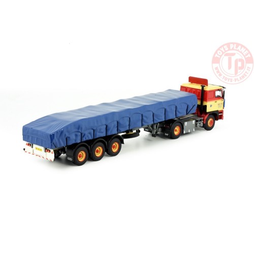 DAF 2800 met 3-assige vlakke oplegger met afgedekte lading Torben Rafn TEKNO 81417 TEKNO