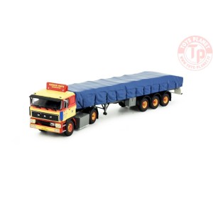 DAF 2800 met 3-assige vlakke oplegger met afgedekte lading Torben Rafn TEKNO 81417 TEKNO