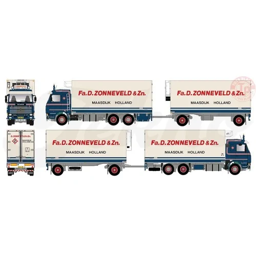 Scania 143 motorwagen met schamelaanhanger Zonneveld D. TEKNO 85124 TEKNO