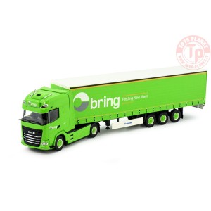 DAF XG+ met 3-assige schuifzeilen oplegger Bring TEKNO 85099 TEKNO