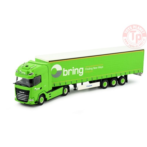 DAF XG+ met 3-assige schuifzeilen oplegger Bring TEKNO 85099 TEKNO