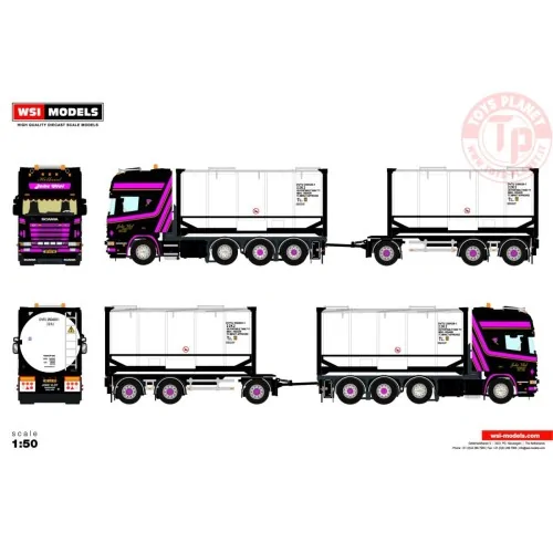 SCANIA R4 TOPLINE 8X2 TAG AXLE RIGED DRAWBAR CONTAINER COMBI - 7 AXLE + 2X 20FT TANKCONTAINER JOKE VLOT TRANSPORT WSI 01-3954...