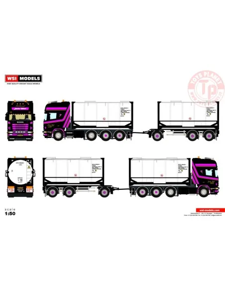 SCANIA R4 TOPLINE 8X2 TAG AXLE RIGED DRAWBAR CONTAINER COMBI - 7 AXLE + 2X 20FT TANKCONTAINER JOKE VLOT TRANSPORT WSI 01-3954...