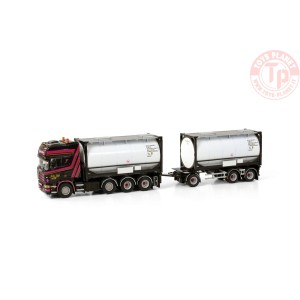 SCANIA R4 TOPLINE 8X2 TAG AXLE RIGED DRAWBAR CONTAINER COMBI - 7 AXLE + 2X 20FT TANKCONTAINER JOKE VLOT TRANSPORT WSI 01-3954...