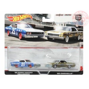 '69 FORD TORINO TALLADEGA-'66 CHEVELLE 1/64 HOT WHEELS HFF31 HOT WHEELS