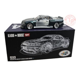 NISSAN SKYLINE GT-R (R34) KAIDO WORKS GREDDY V1-GREEN METALLIC 1/64 KHMG074 Mini Gt