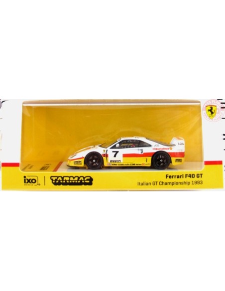 FERRARI F40 GT ITALIAN GT CHAMPIONSHIP 1993 MARCO BRAND-WHITE/YELLOW 1/64 T64-076-93IGT07 TARMAC WORKS