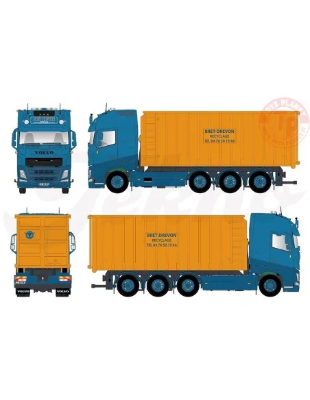 Volvo FH04 Globetrotter XL losse motorwagen 8x2 met haakarmsysteem + container Bret Drevon TEKNO 85176 TEKNO