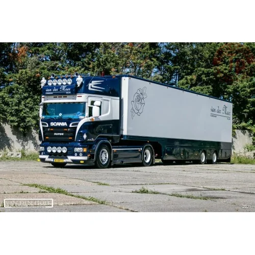 SCANIA R6 TOPLINE 4X2 SEMI BOX TRAILER - 2 AXLE VAN DER MEER FLOWERS WSI 01-3962 WSI MODELS