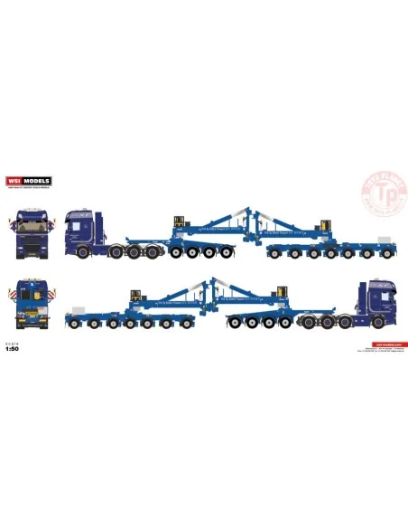 DAF XF 105 SUPER SPACE CAB 8X4 MEGA WIND MILL TRAILER WITH 4 AXLE DOLLY - 7 AXLE RAHBEK WSI 01-4151 WSI MODELS DAF XF 105 SUPER SPACE CAB 8X4 MEGA WIND MILL TRAILER WITH 4 AXLE DOLLY - 7 AXLE RAHBEK WSI 01-4151 WSI MODELS