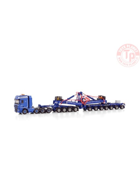 DAF XF 105 SUPER SPACE CAB 8X4 MEGA WIND MILL TRAILER WITH 4 AXLE DOLLY - 7 AXLE RAHBEK WSI 01-4151 WSI MODELS