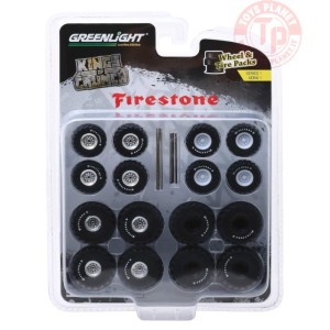 SET RUOTE GREENLIGHT FIRESTONE 1/64 GREENLIGHT 16010-A ARGENTO GREENLIGHT
