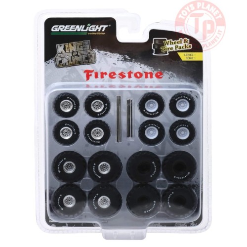 SET RUOTE GREENLIGHT FIRESTONE 1/64 GREENLIGHT 16010-A ARGENTO GREENLIGHT