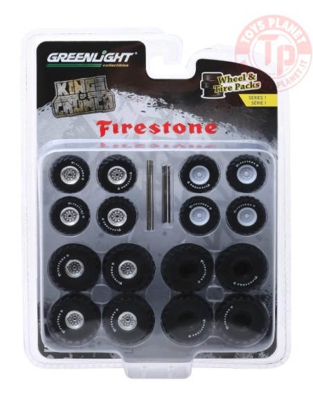 SET RUOTE GREENLIGHT FIRESTONE 1/64 GREENLIGHT 16010-A ARGENTO GREENLIGHT