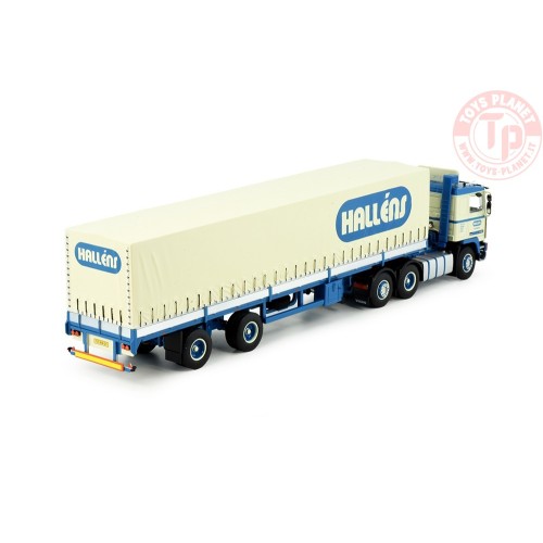 Volvo F12 6x2 met klassieke schuifzeilentrailer Hallens TEKNO 83989 TEKNO