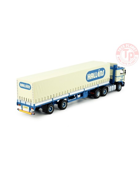 Volvo F12 6x2 met klassieke schuifzeilentrailer Hallens TEKNO 83989 TEKNO