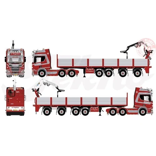 Scania Next Gen R580 Highline 6x2 sleepas met 4-assige stenenoplegger Hoogendoorn A.E. TEKNO 84356 TEKNO